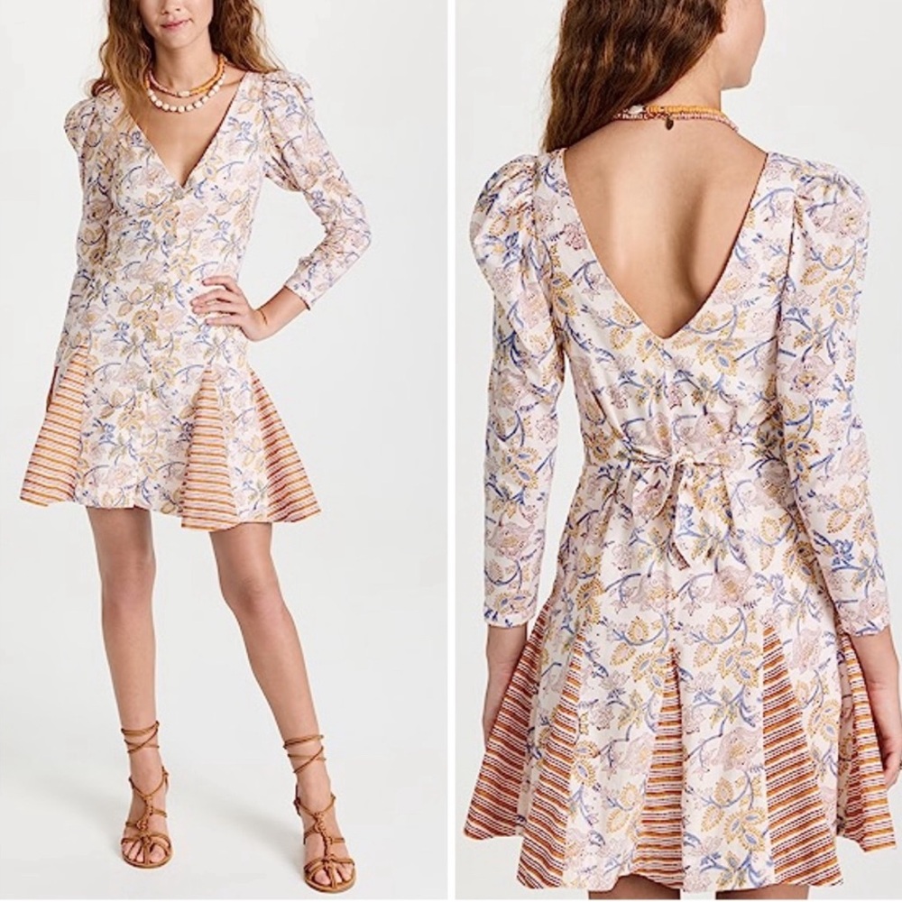 Alix Of Bohemia Floral Mini Dress - Cream and Orange